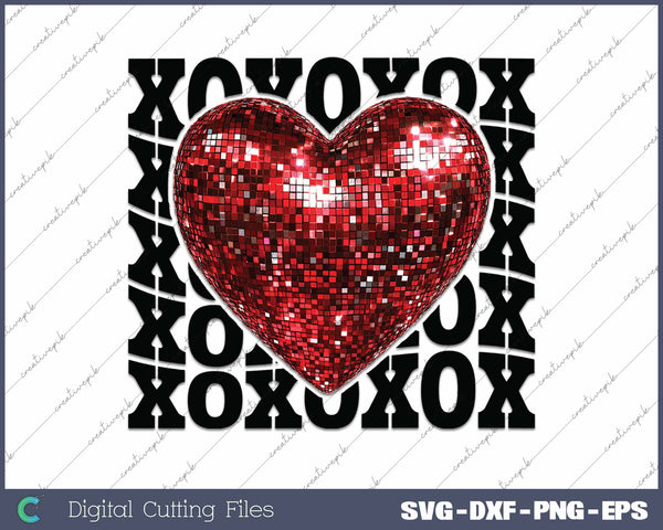 Xoxo Valentines Day Disco Ball SVG PNG Cutting Printable Files