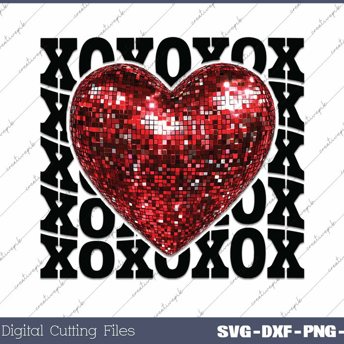 Xoxo Valentines Day Disco Ball SVG PNG Cutting Printable Files