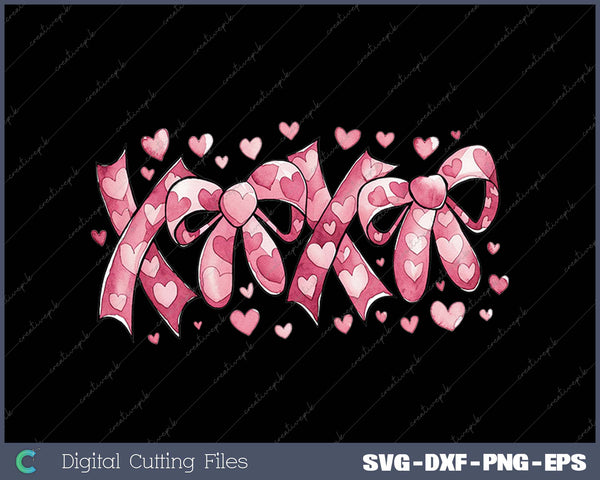 Xoxo coquette Heart bows pink coquette valentine day SVG PNG Cutting Printable Files