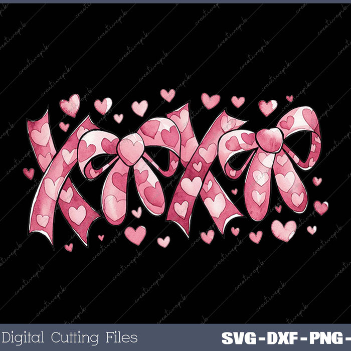 Xoxo coquette Heart bows pink coquette valentine day SVG PNG Cutting Printable Files