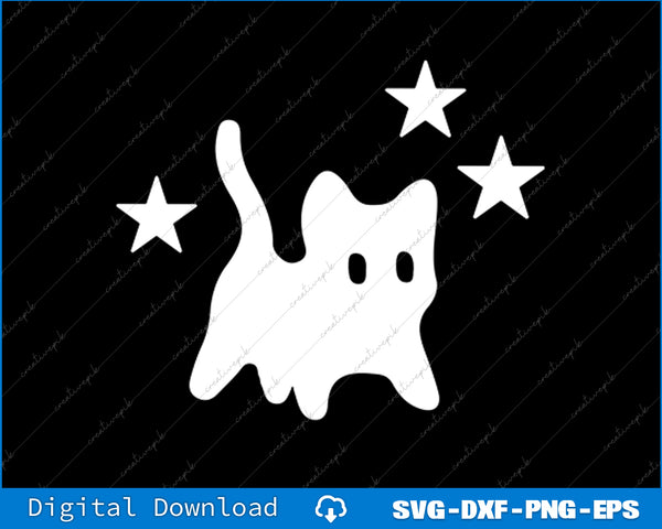 Y2K 90s Scary Tomcat Cat is Scared under Starry SVG PNG Cutting File