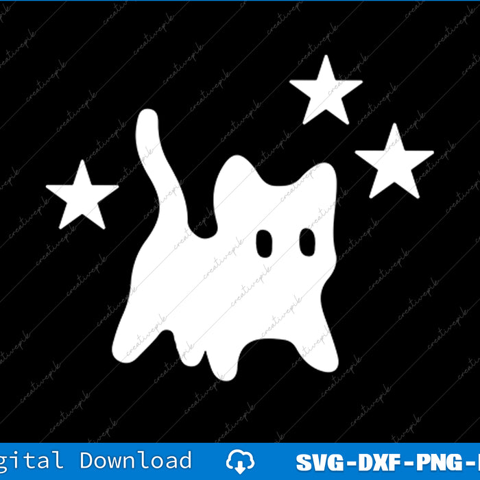 Y2K 90s Scary Tomcat Cat is Scared under Starry SVG PNG Cutting File