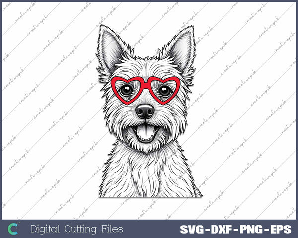 Yorkshire Terrier Dog Breed Valentine's Heart SVG PNG Cutting Printable Files