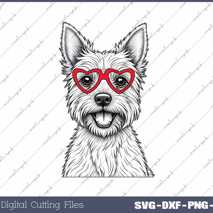 Yorkshire Terrier Dog Breed Valentine's Heart SVG PNG Cutting Printable Files