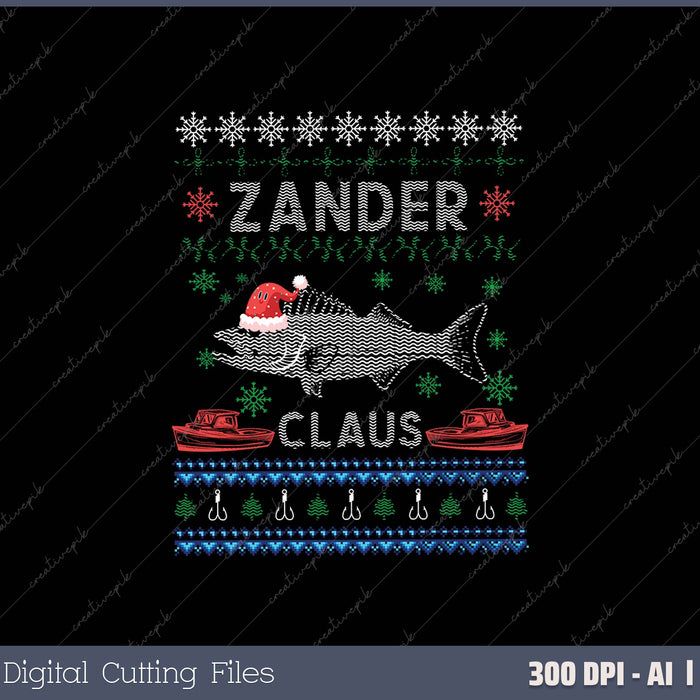 Zander Claus Weihnachtspulli für Angler lustiger Weihnacht 