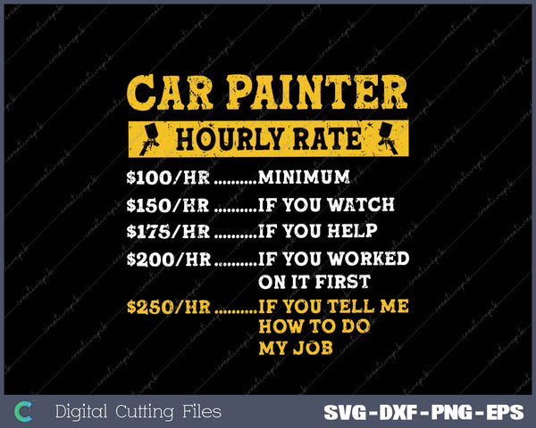 Car Painter Hourly Rate SVG PNG Cutting Printable Files