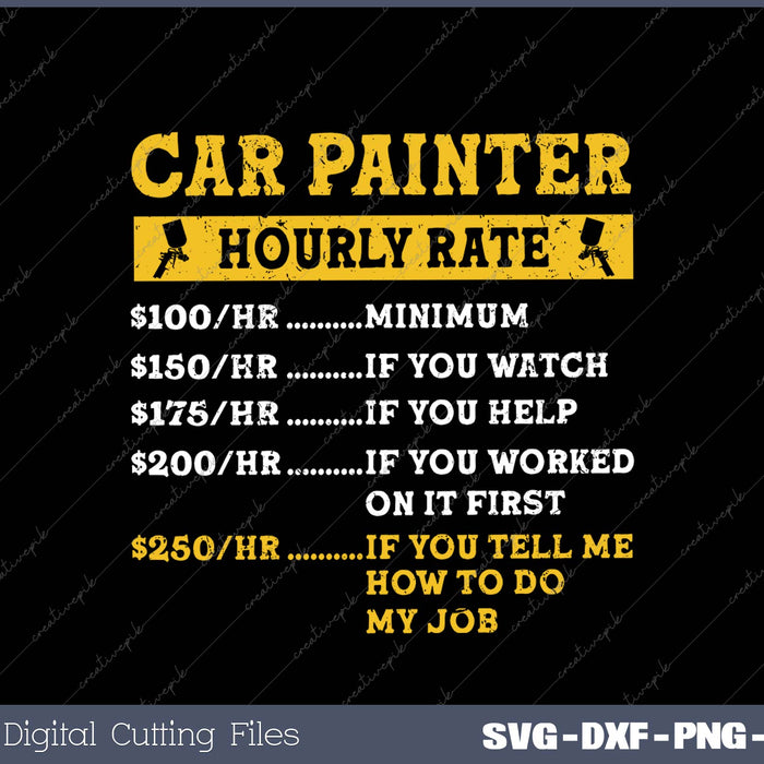 Car Painter Hourly Rate SVG PNG Cutting Printable Files