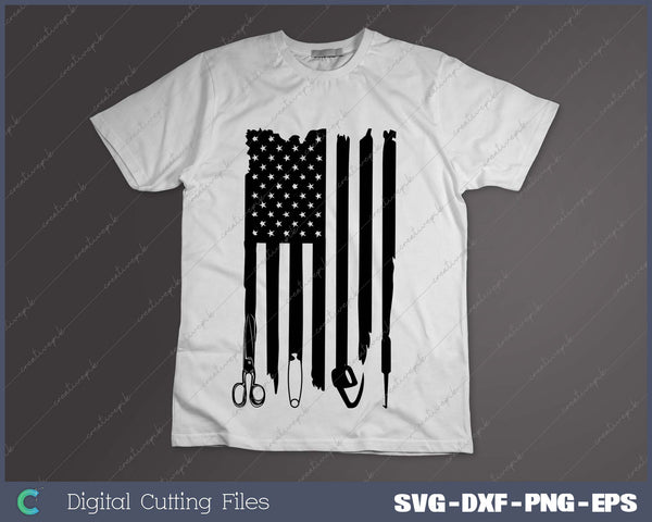 Crochet American Flag SVG PNG Cutting Printable Files