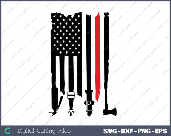 Firefighter Man Flag SVG PNG Cutting Printable Files