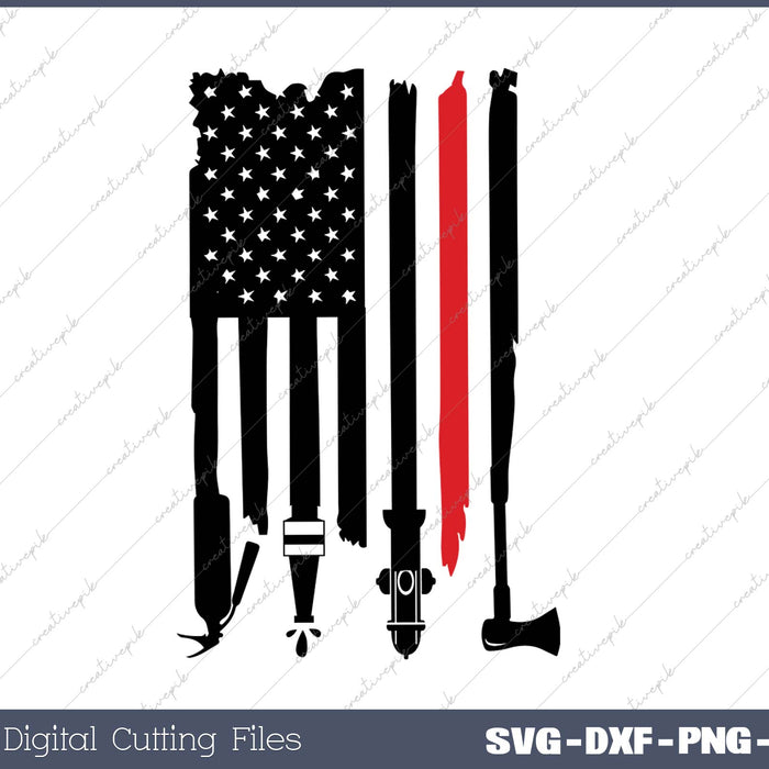 Firefighter Man Flag SVG PNG Cutting Printable Files