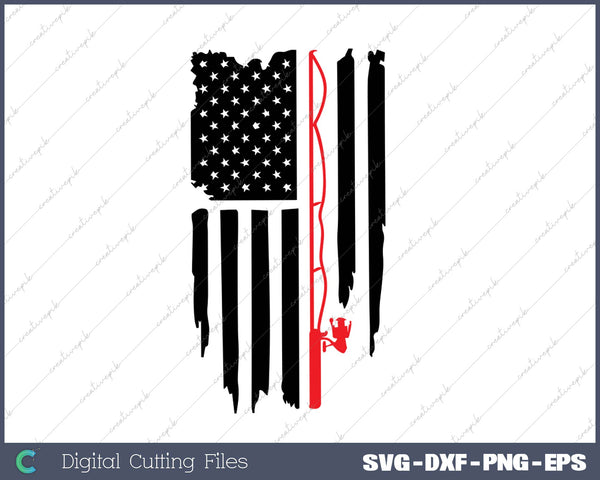 Fishing American Flag SVG PNG Cutting Printable Files