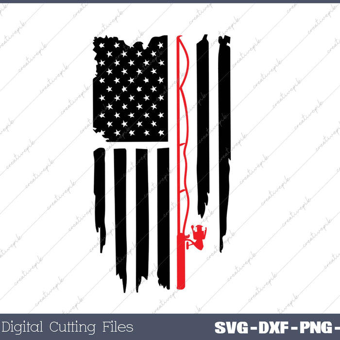 Fishing American Flag SVG PNG Cutting Printable Files