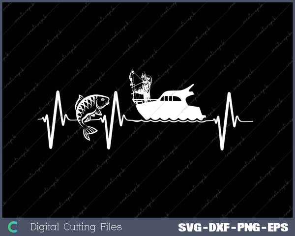 Fishing Heartbeat SVG PNG Cutting Printable Files