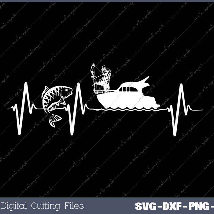 Fishing Heartbeat SVG PNG Cutting Printable Files