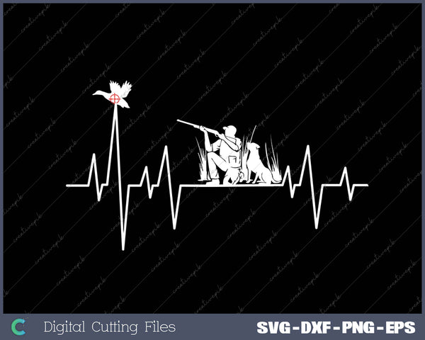 Hunting And Duck Heartbeat SVG PNG Cutting Printable Files