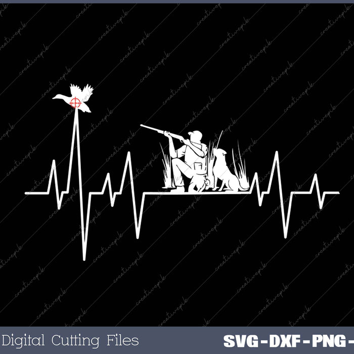 Hunting And Duck Heartbeat SVG PNG Cutting Printable Files