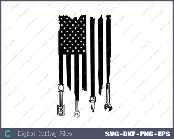 Mechanic Flag SVG PNG Cutting Printable Files