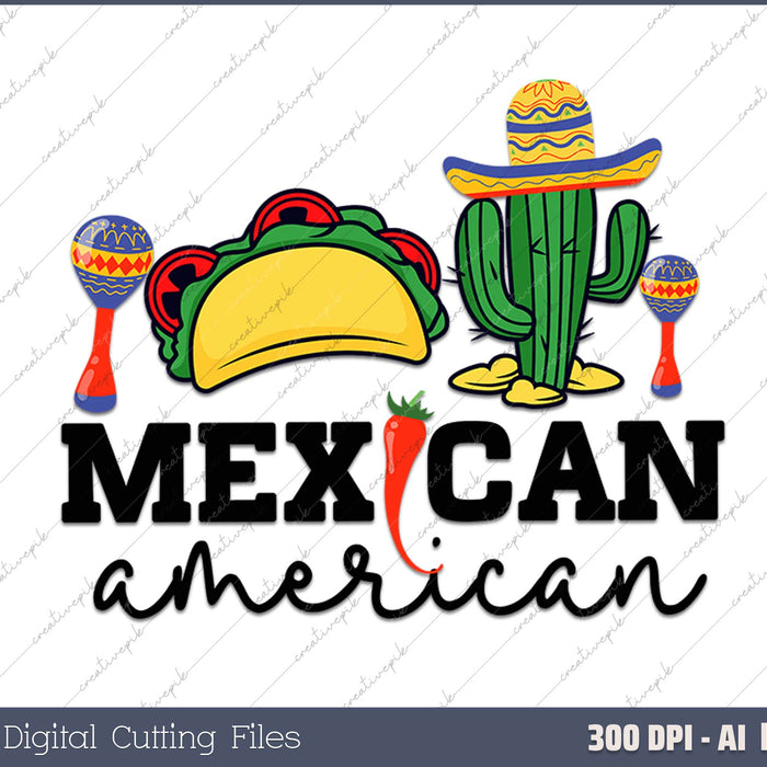 Mexican American AI PNG Sublimation Files