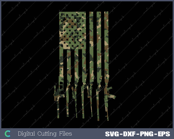 Military Gun Flag SVG PNG Cutting Printable Files