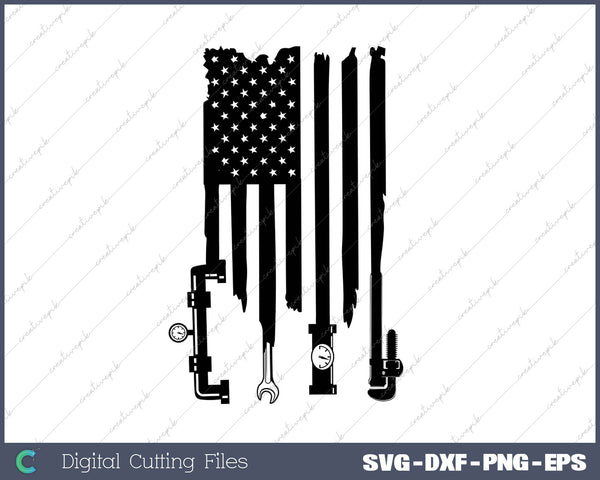 Plumber American Flag SVG PNG Cutting Printable Files