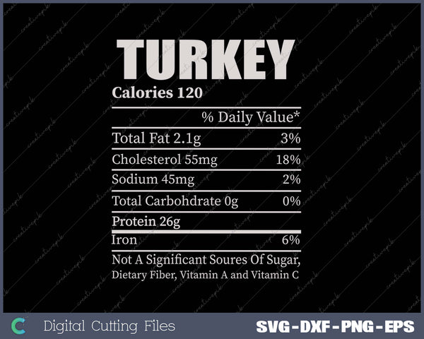 Turkey Calories 120 SVG PNG Cutting Printable Files