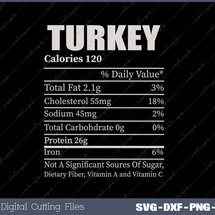 Turkey Calories 120 SVG PNG Cutting Printable Files