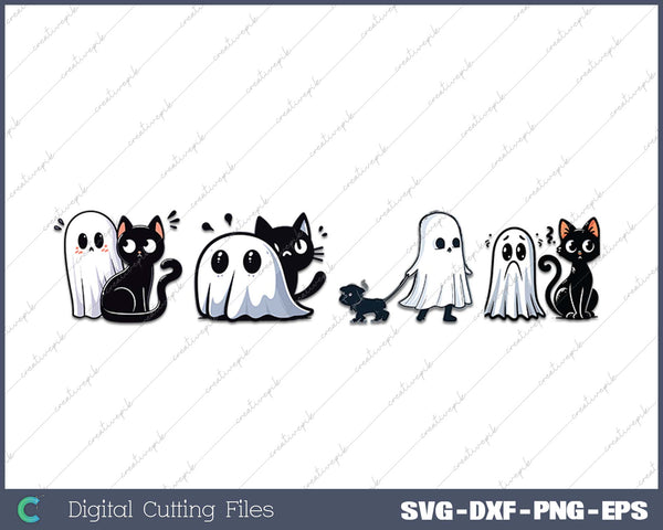 Сute Ghost Cats Boo Halloween 