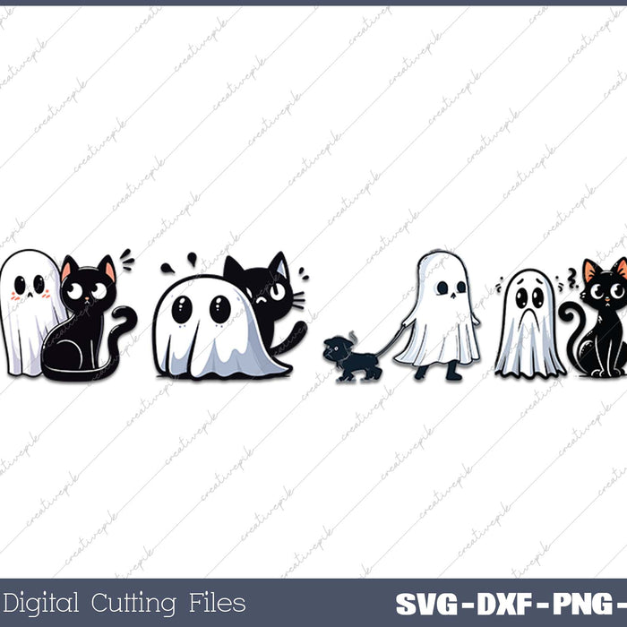 Сute Ghost Cats Boo Halloween 