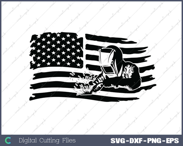 Welder American Flag SVG PNG Cutting Printable Files