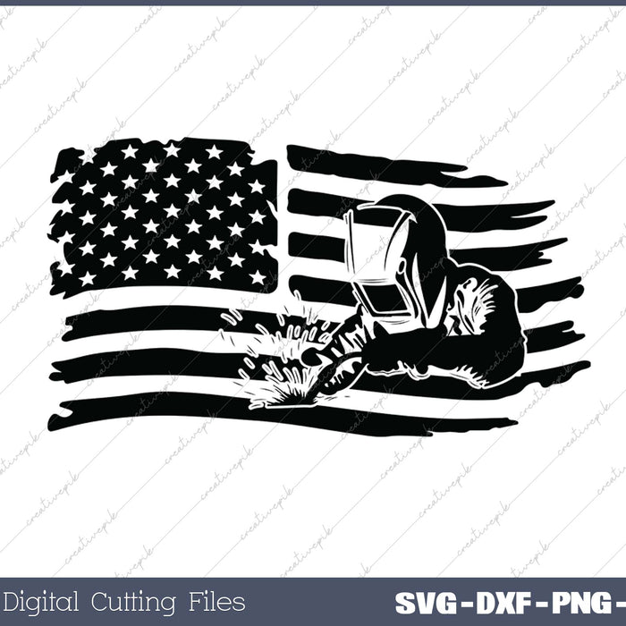 Welder American Flag SVG PNG Cutting Printable Files