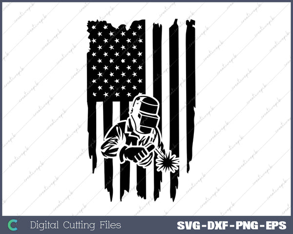 Welder American Flag SVG PNG Cutting Printable Files