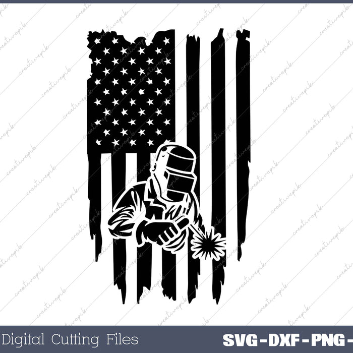 Welder American Flag SVG PNG Cutting Printable Files